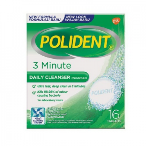POLIDENT DAILY CLEANSER 3 MNT 1X16'S