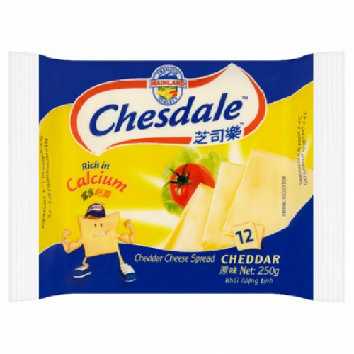 CHESDALE CHEDDAR SLICE CHEESE 12' 1X250G  