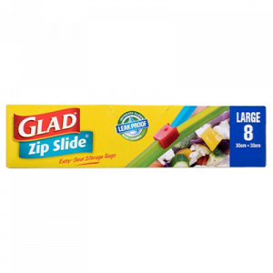 GLAD ZIP SLIDE STORAGE BAG 8'S (L)