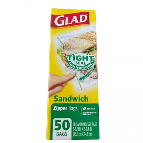 GLAD ZIPPER SANDWICH BAG 50'S