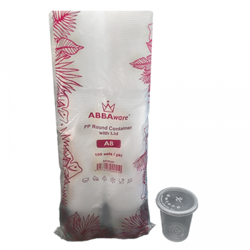 ABBAWARE CONTAINER W/LID A8  [225ML]  100'S